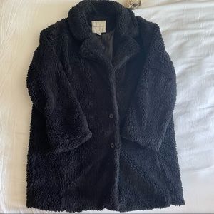 Oversized knee length faux fur jacket with buttons